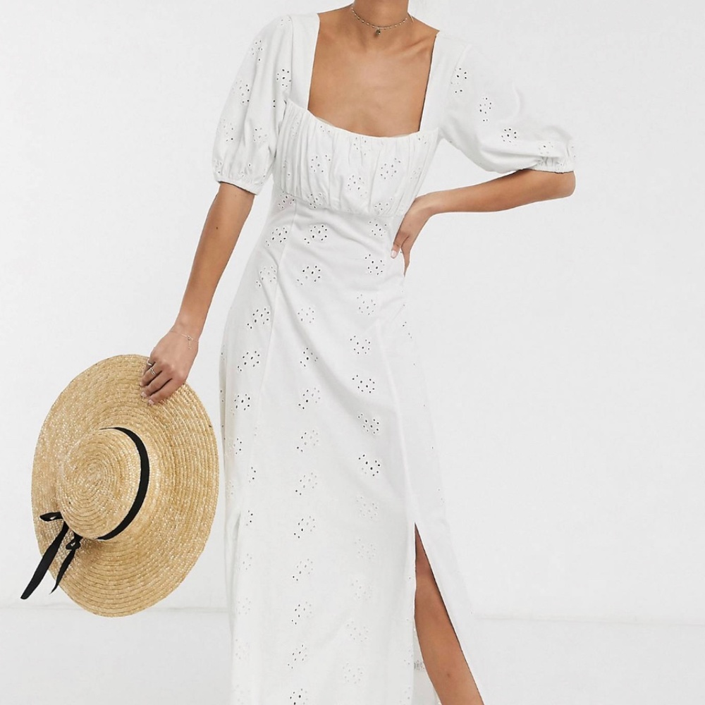 ASOS square neck white maxi dress